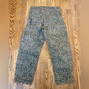 GAP Leopard Print High Rise Barrel Fit Jeans